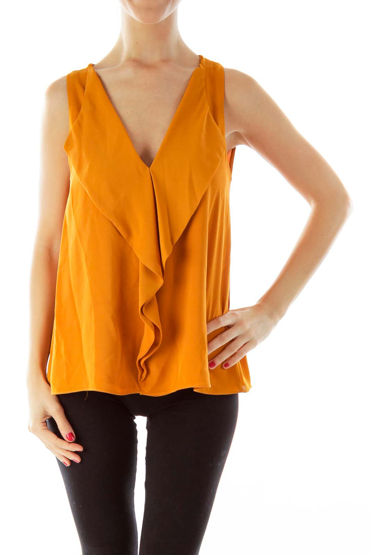 Orange Sleeveless Blouse