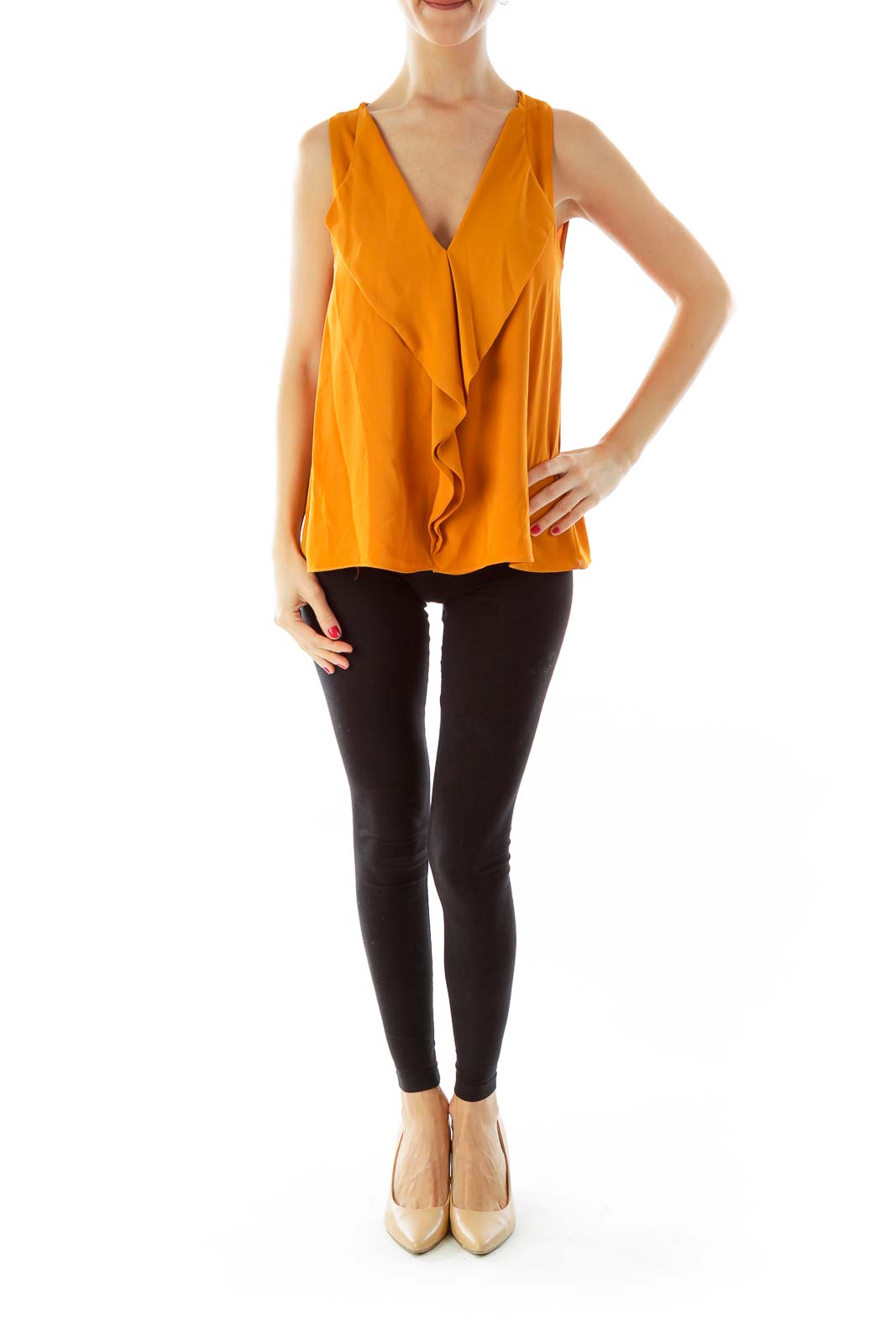 Orange Sleeveless Blouse