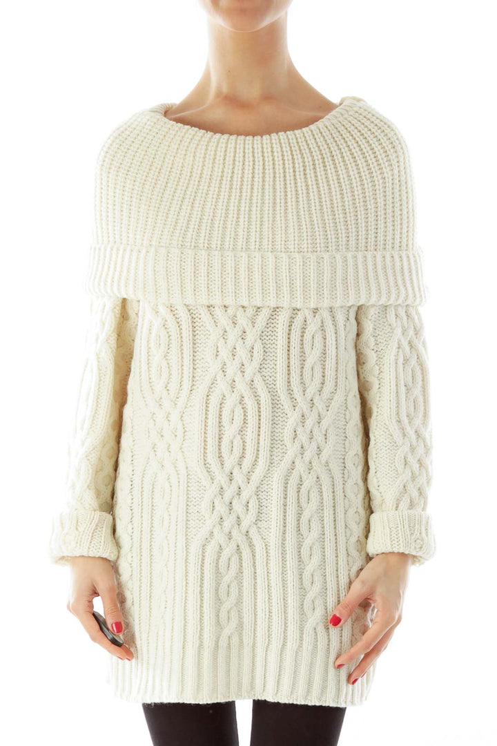 Cream Cowl Neck Merino Wool Sweater