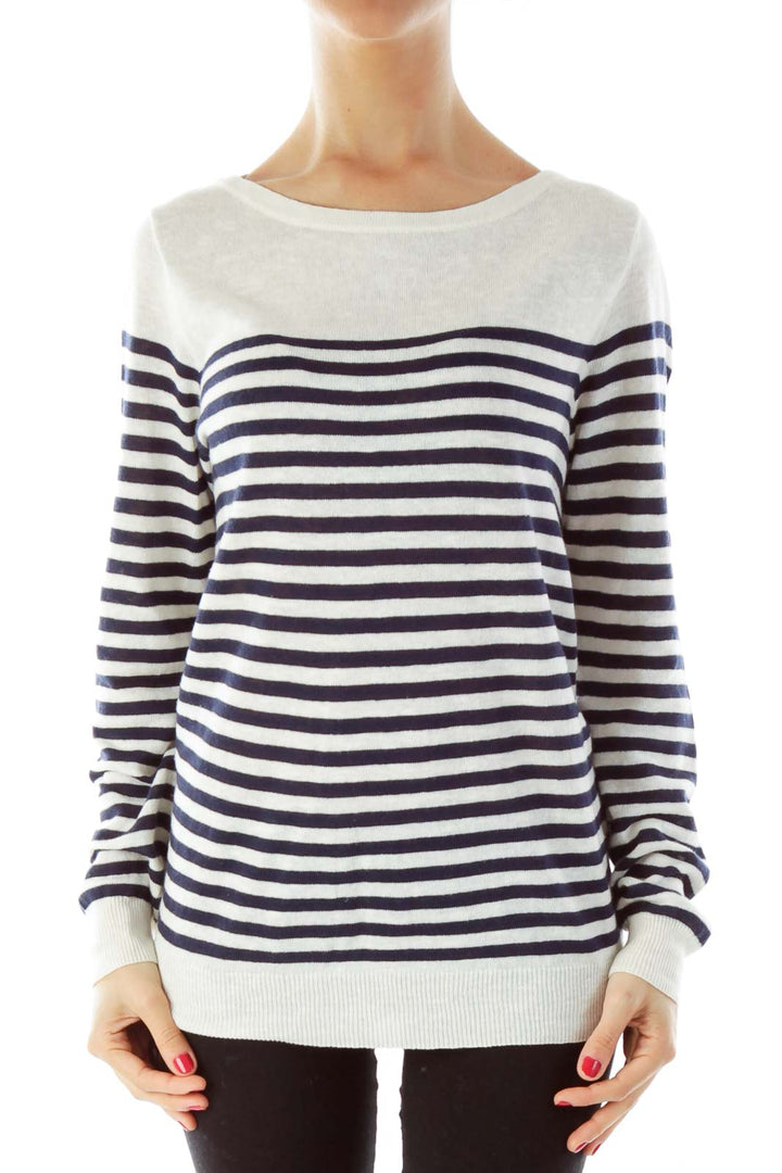 Blue Cream Striped Knit