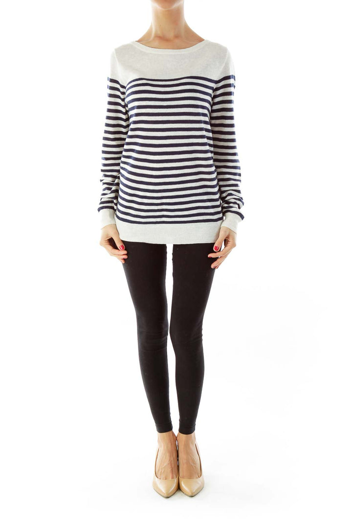 Blue Cream Striped Knit