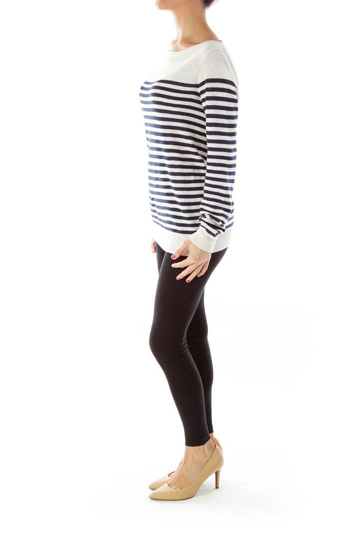 Blue Cream Striped Knit