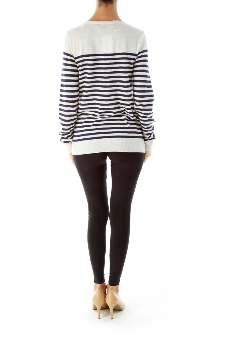 Blue Cream Striped Knit