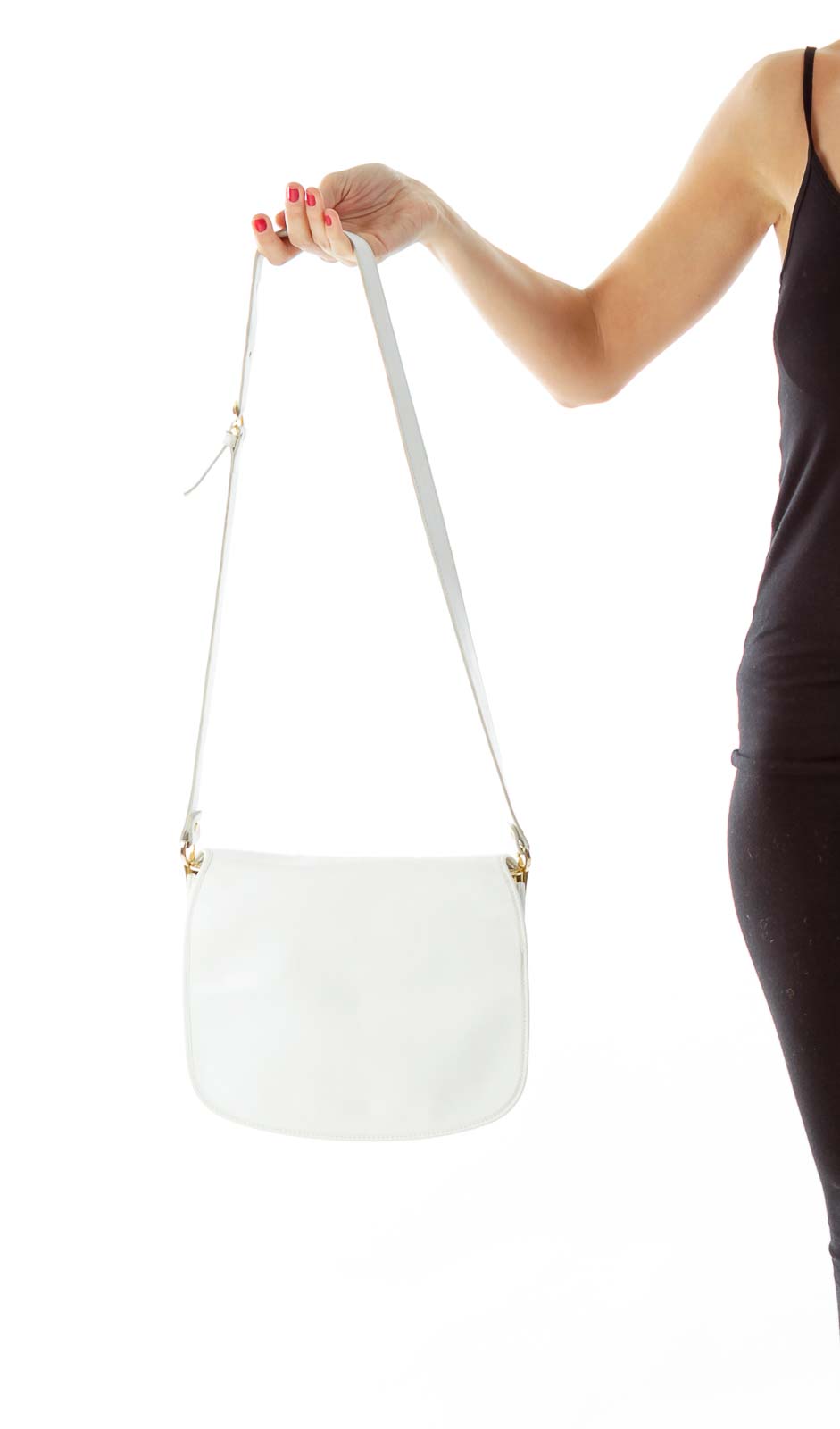 White Vintage Leather Flap Shoulder Bag