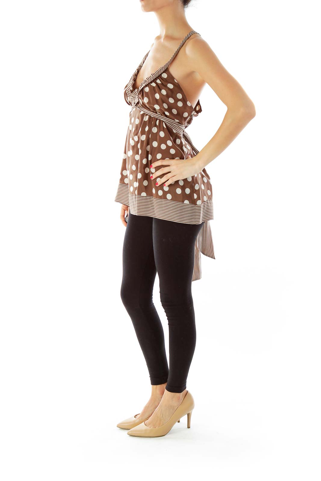 Brown White Polka Dot Blouse