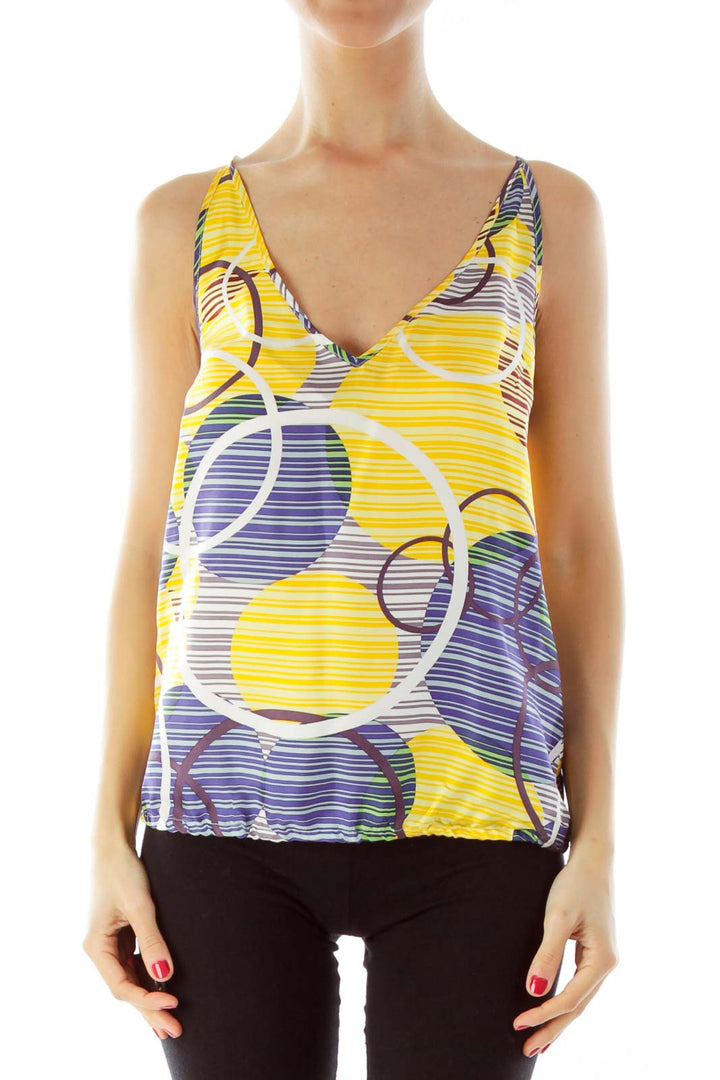 Yellow Blue Printed Top