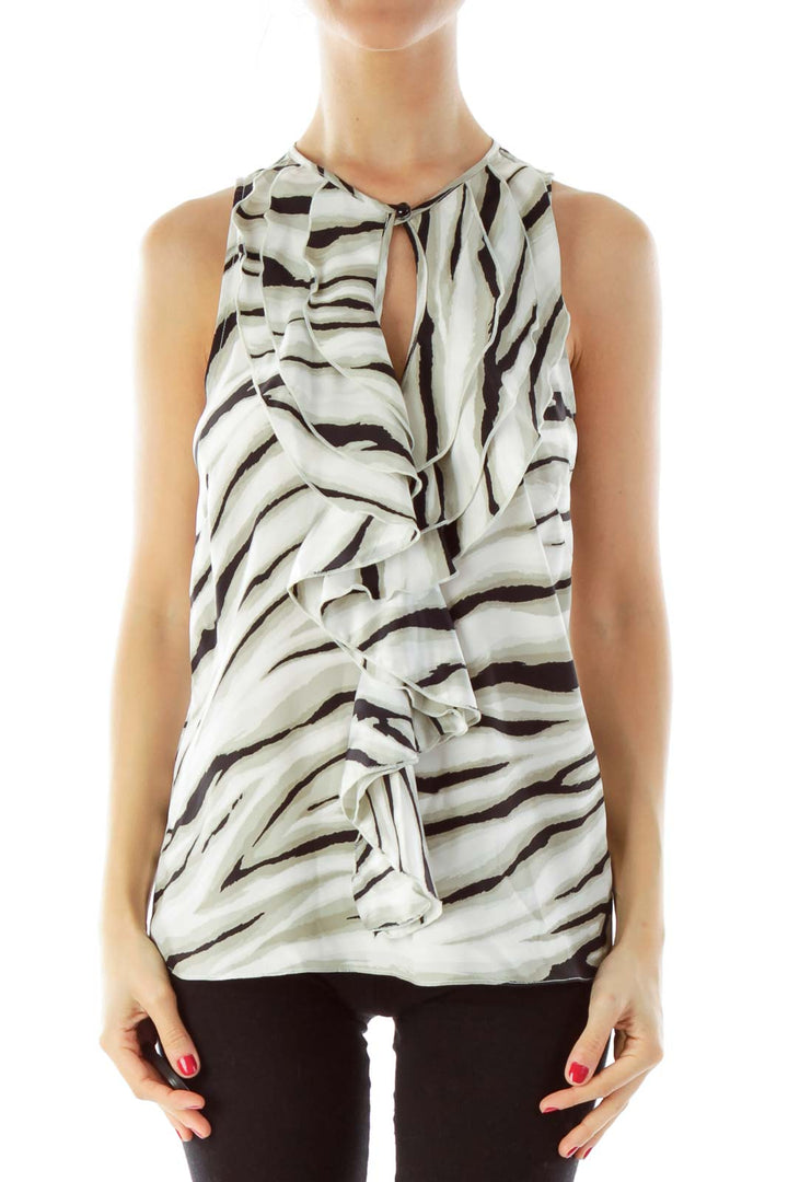 Gray & Black Zebra Print Blouse