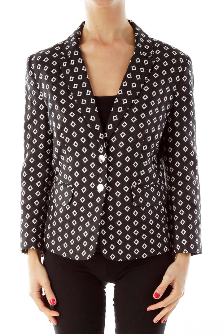 Black & White Geometric Print Blazer