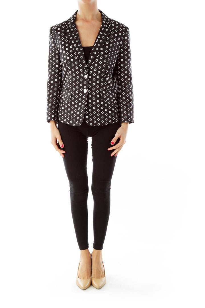 Black & White Geometric Print Blazer