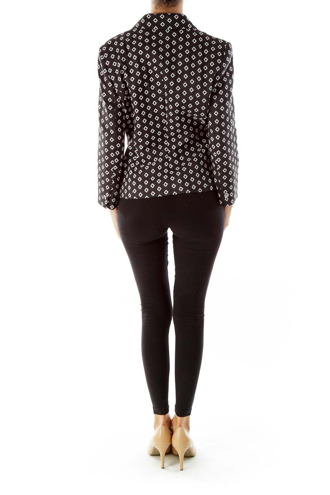 Black & White Geometric Print Blazer