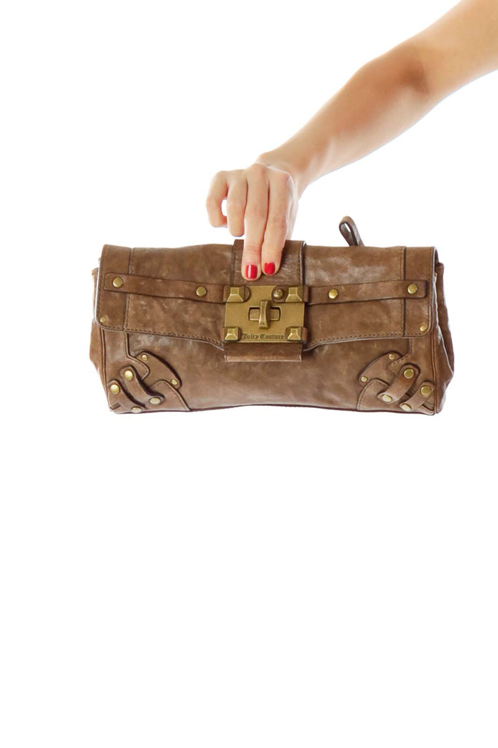 Brown Buckle Detail Clutch