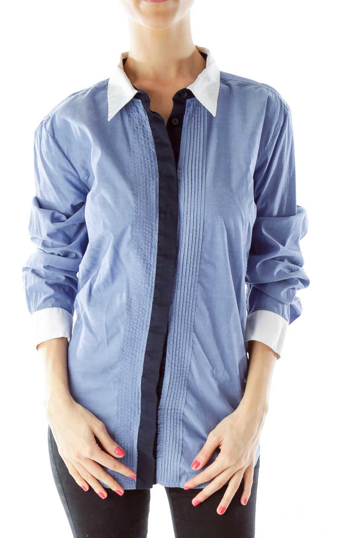 Blue Black Color Block Shirt