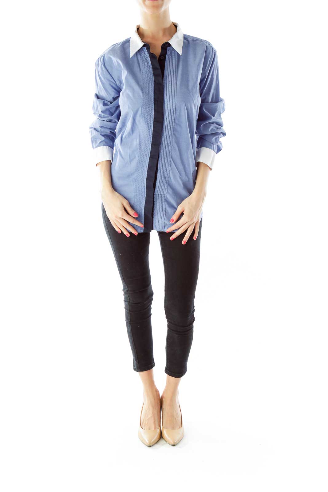 Blue Black Color Block Shirt