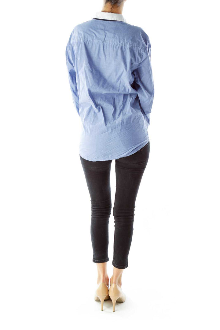 Blue Black Color Block Shirt