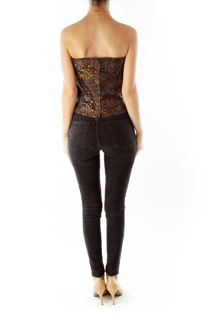 Black Brown Paisley Tube Top