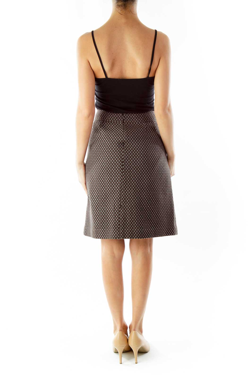 Brown Gray Pleated Wool Skirt