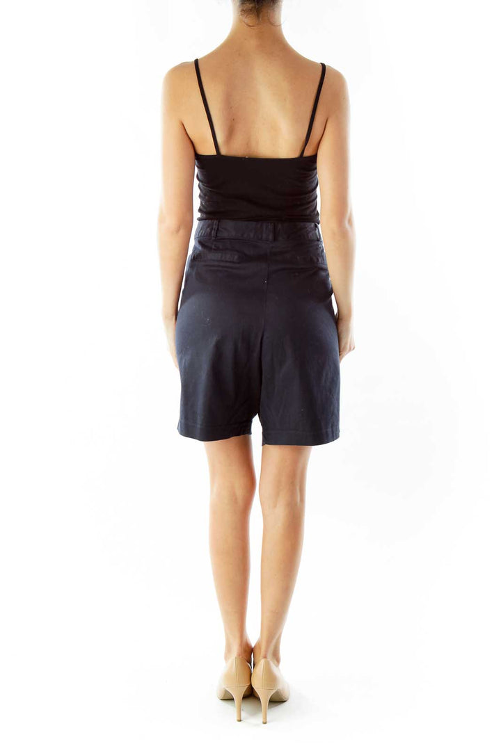 Navy Zipper Pocket Shorts