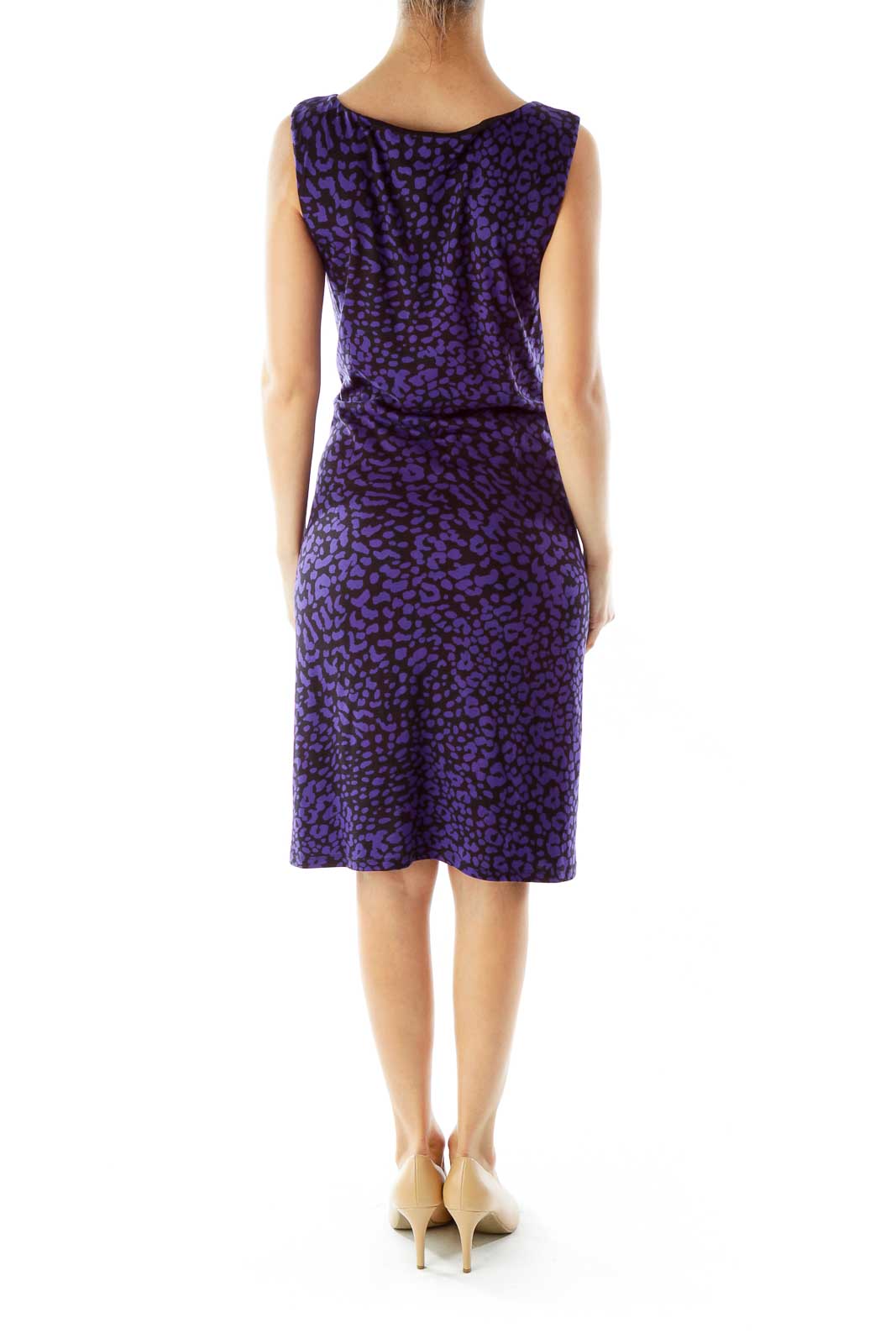 Black Purple Leopard Print Day Dress