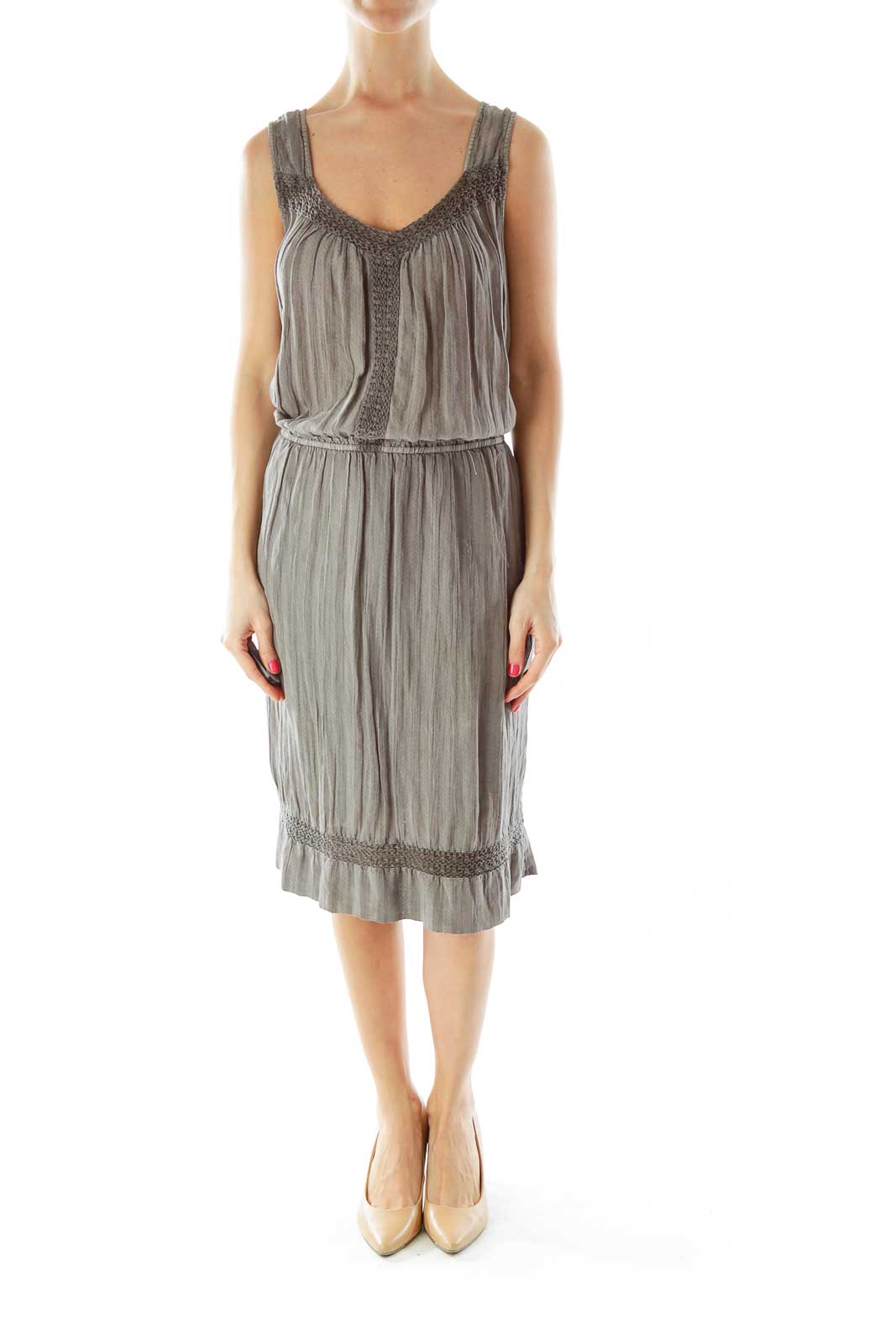 Gray Striped Day Dress