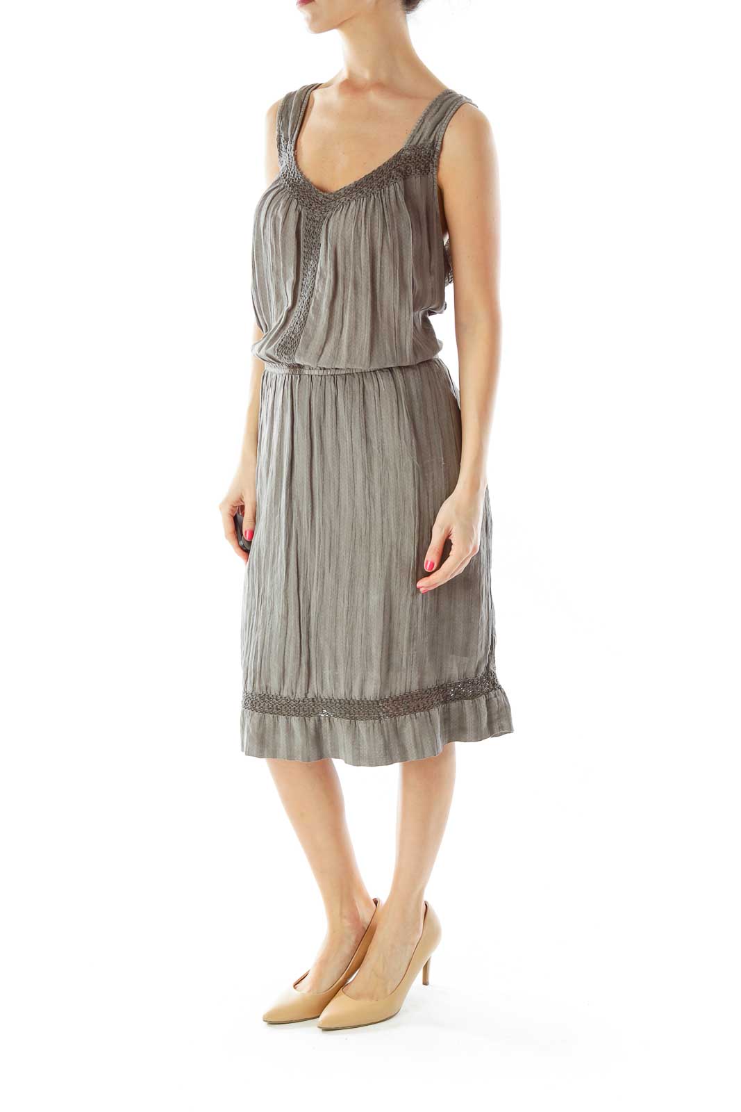 Gray Striped Day Dress