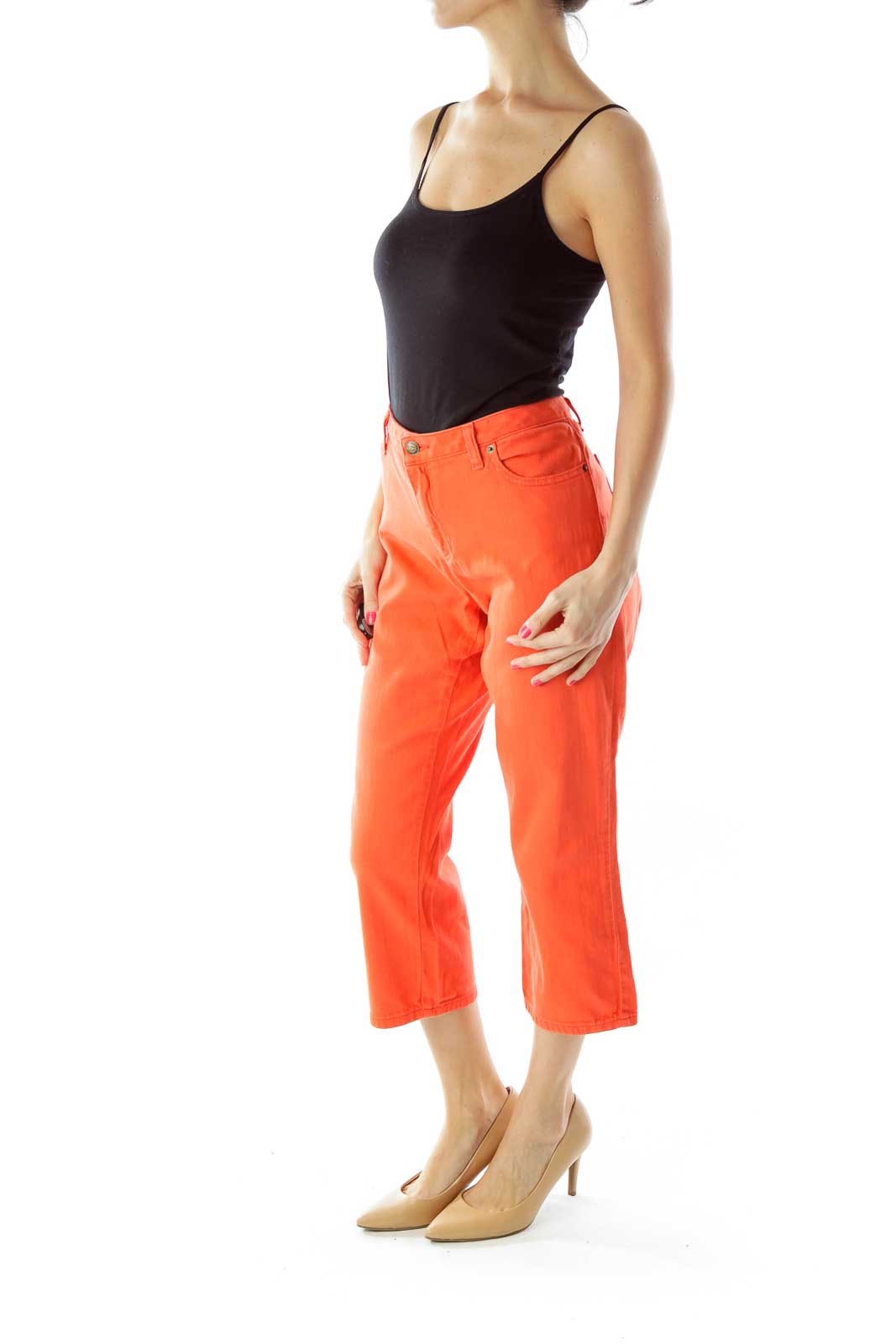 Orange Cropped Denim