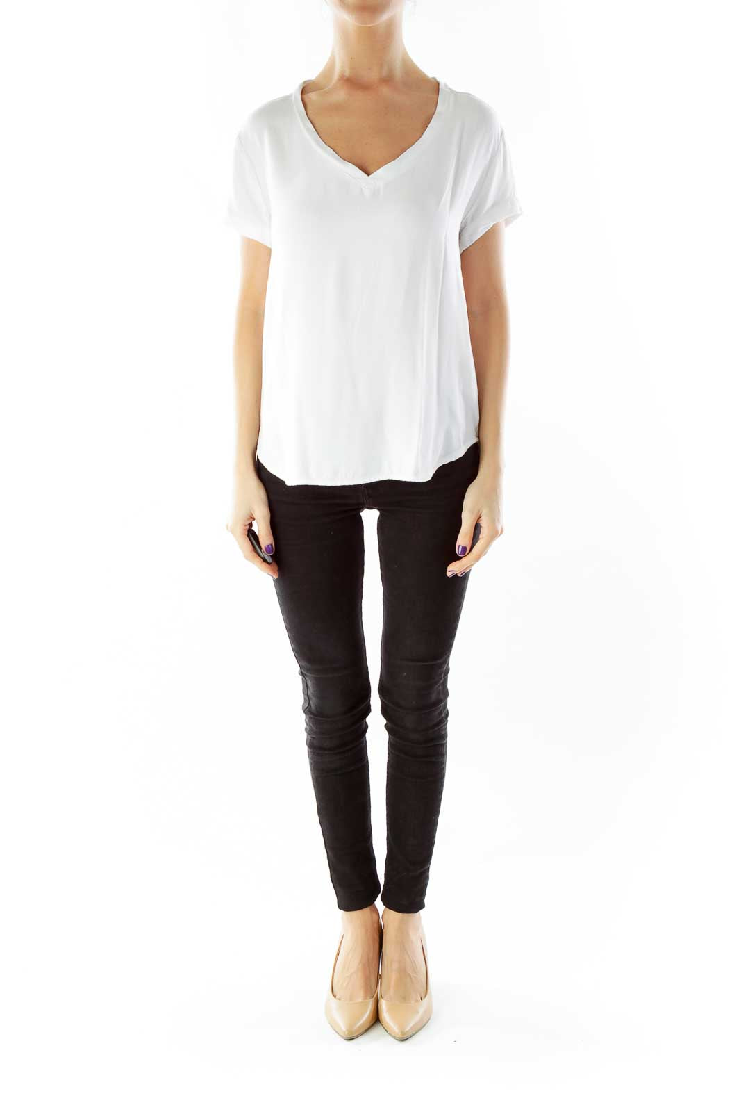 White V-Neck T-Shirt