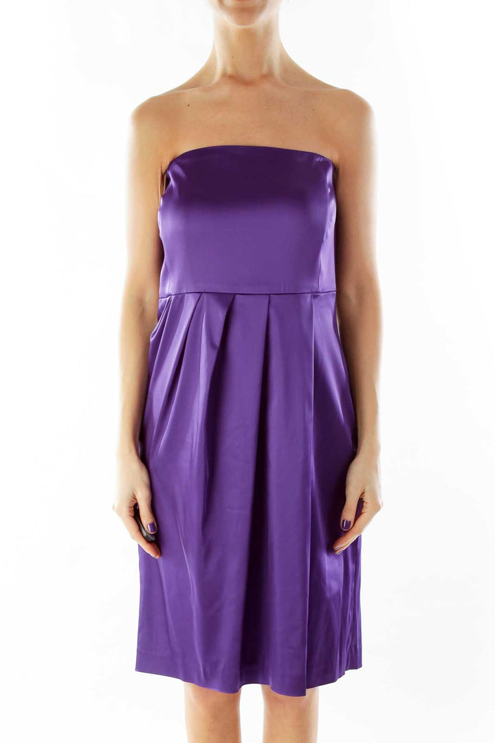 Purple Strapless Cocktail Dress