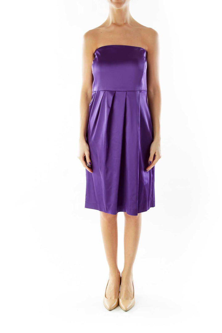 Purple Strapless Cocktail Dress