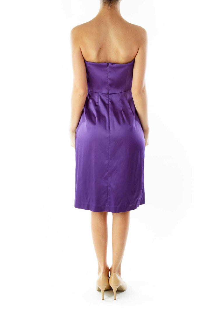 Purple Strapless Cocktail Dress