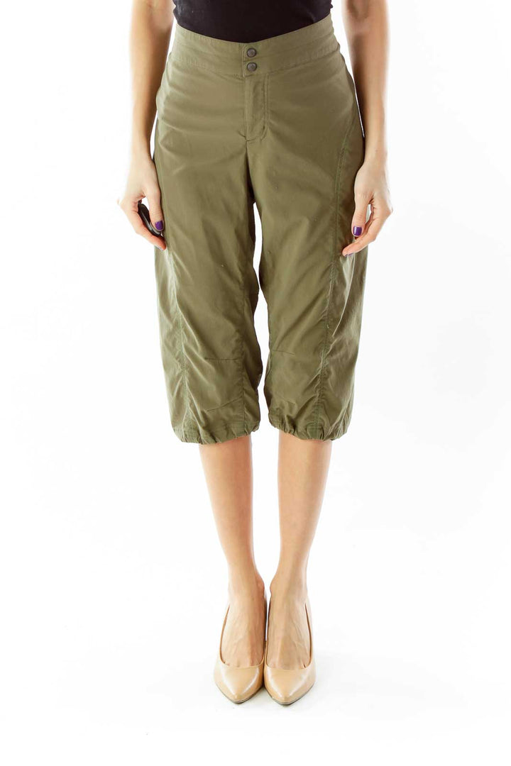 Olive Green Cropped Athletic Pants