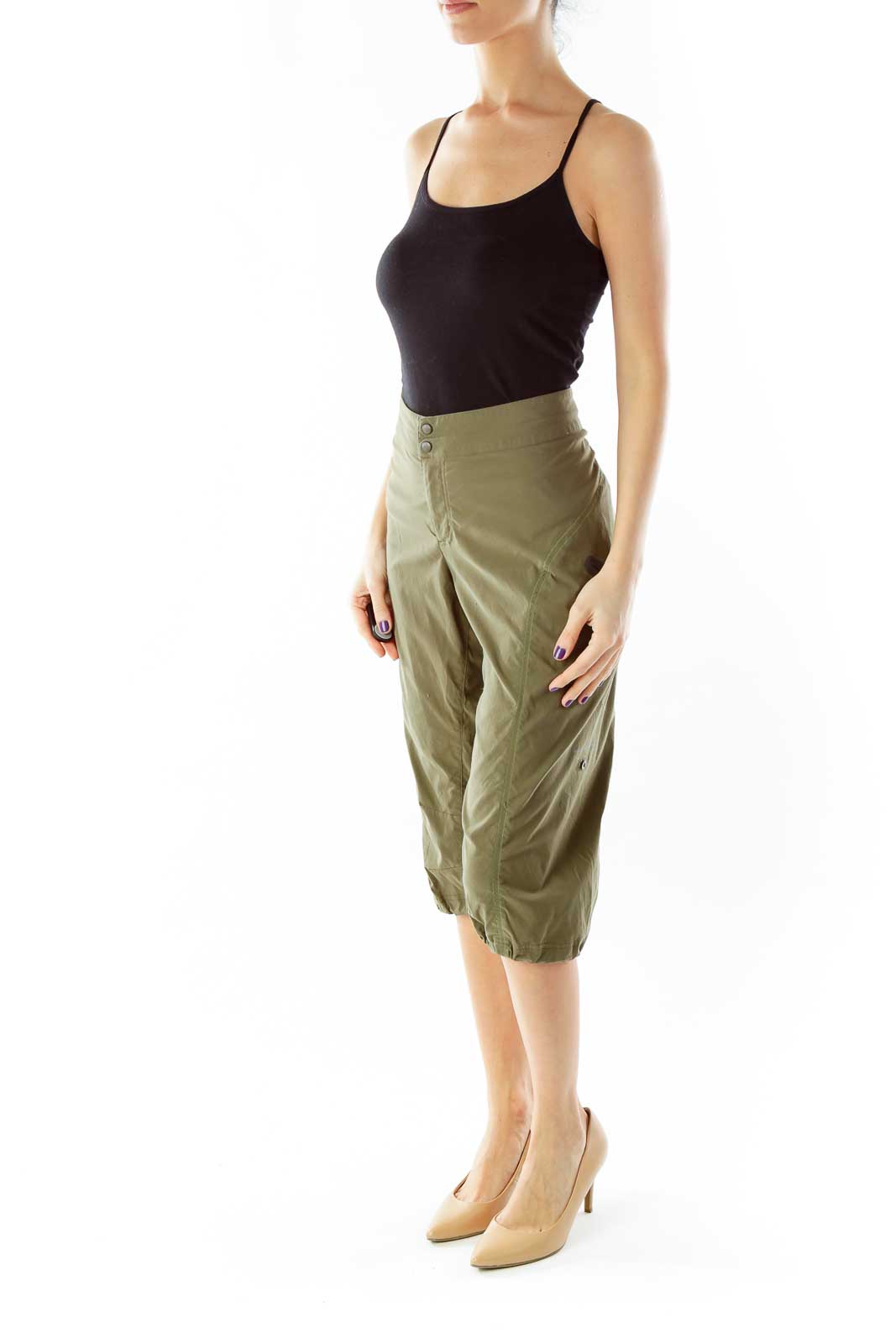 Olive Green Cropped Athletic Pants