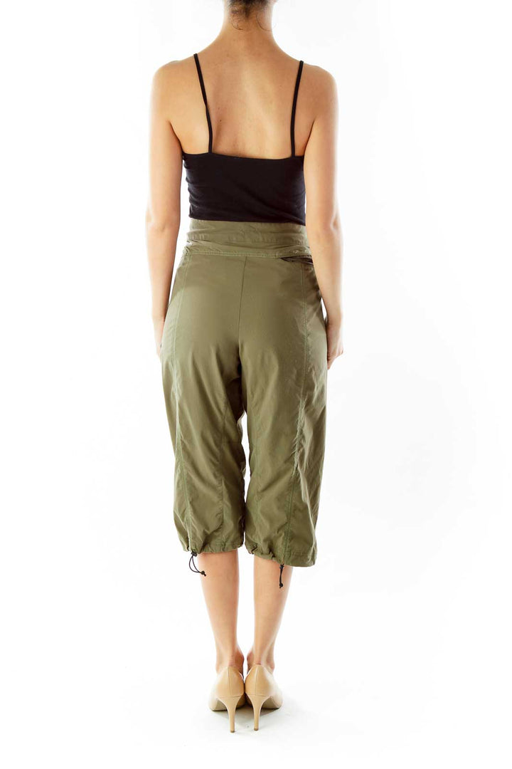 Olive Green Cropped Athletic Pants