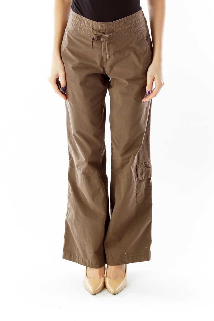 Brown Drawstring Cargo Pants