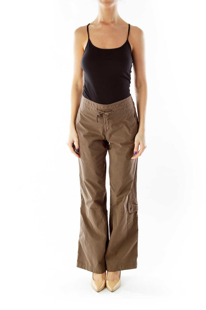 Brown Drawstring Cargo Pants