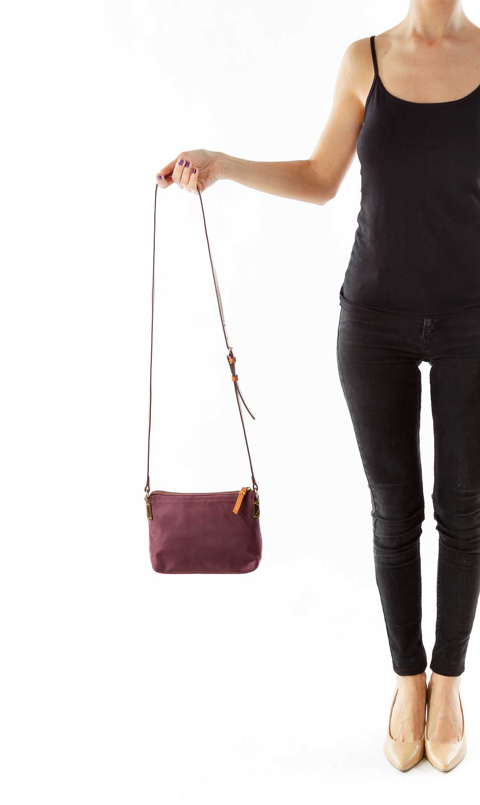 Purple Leather Crossbody Bag