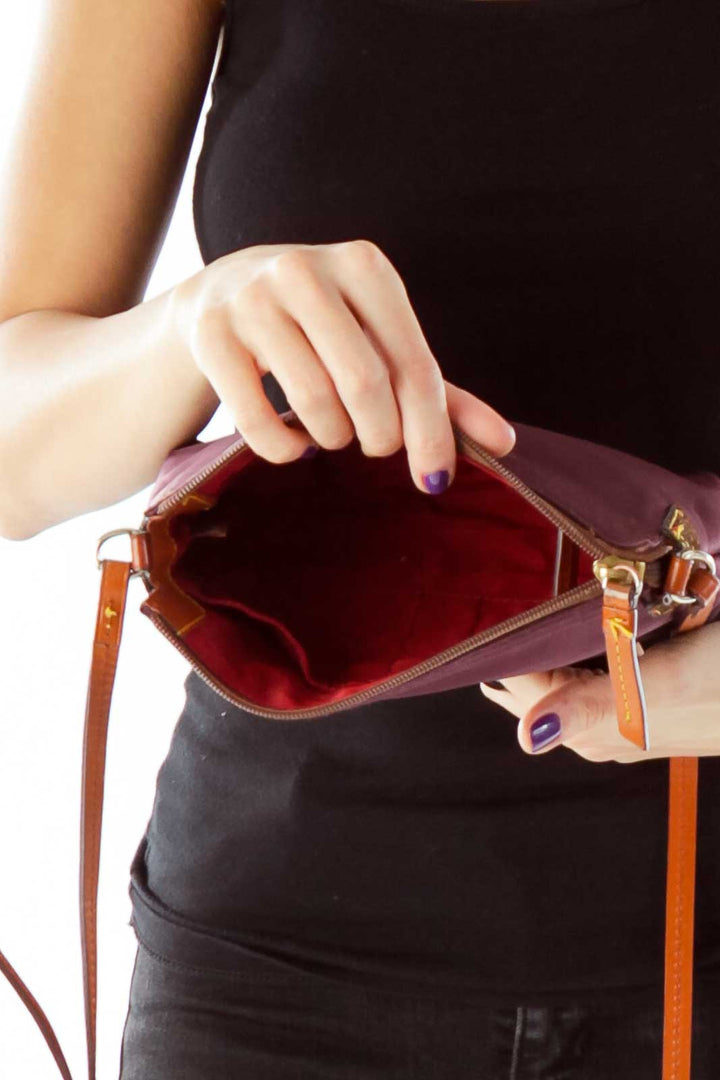 Purple Leather Crossbody Bag