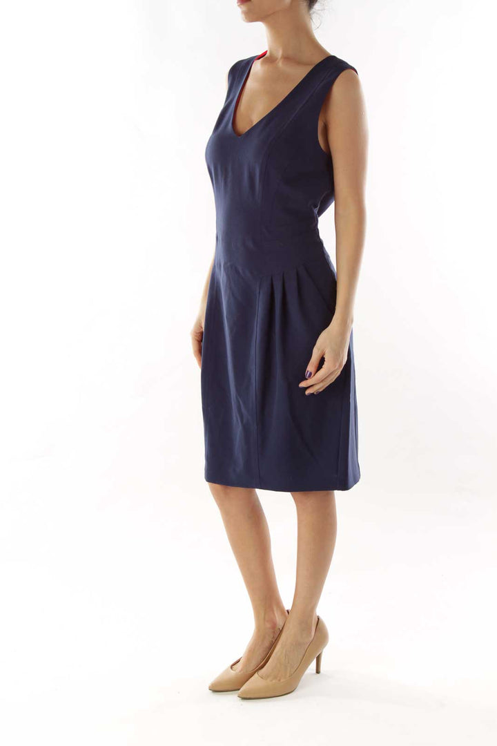 Navy Pink Sleeveless Day Dress