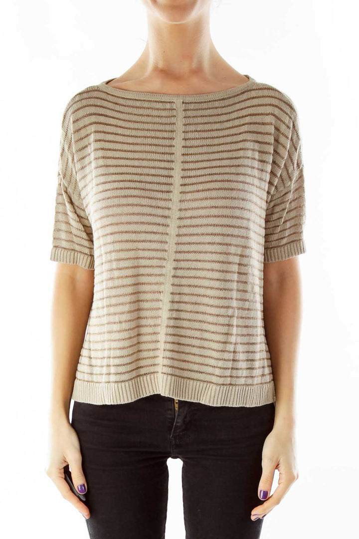 Brown Striped Knit Top