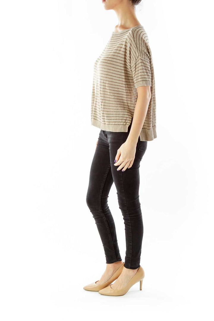 Brown Striped Knit Top