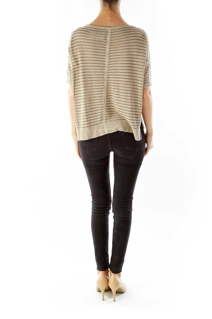 Brown Striped Knit Top