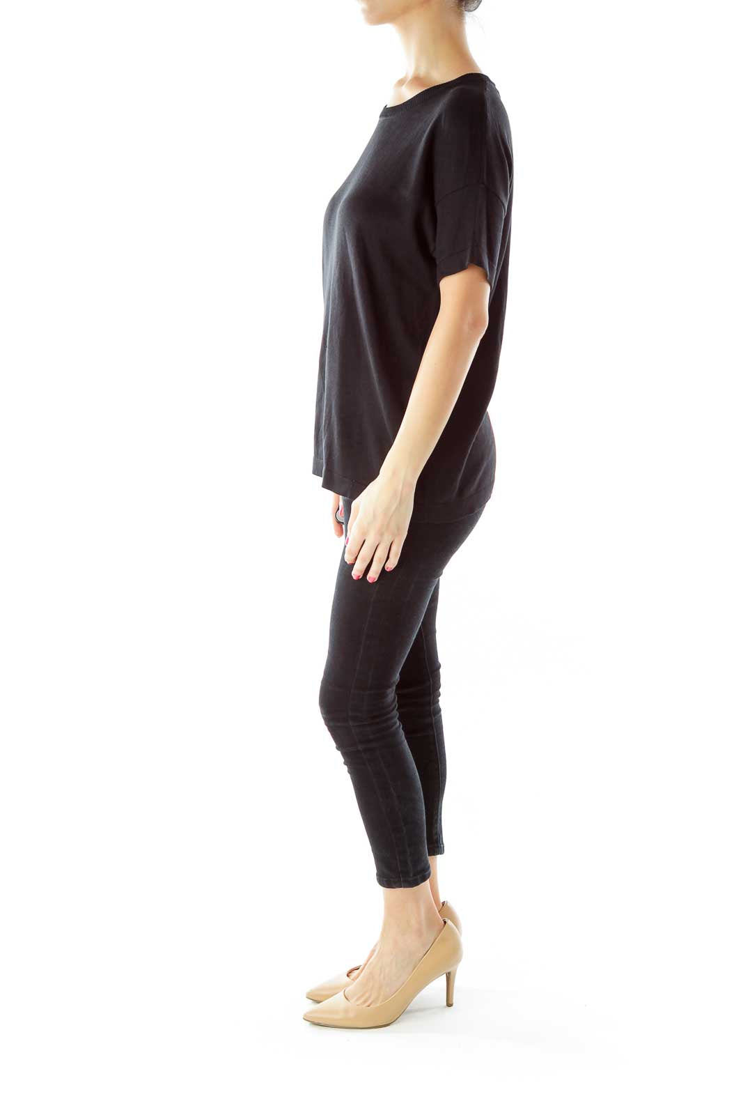 Black Round Neck Short Sleeve Knit