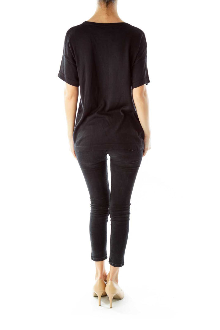 Black Round Neck Short Sleeve Knit