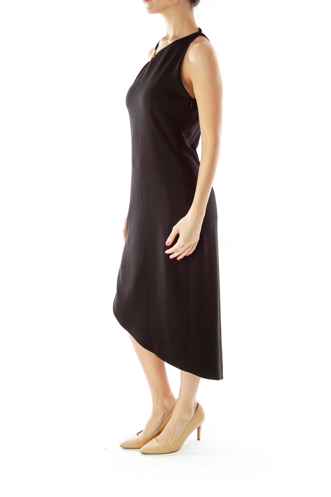 Black One Shoulder Asymmetric Dress