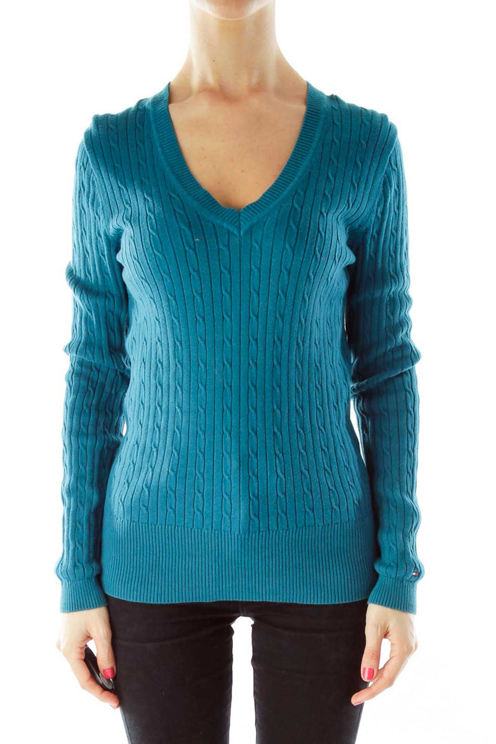 Teal Cable Knit Sweater