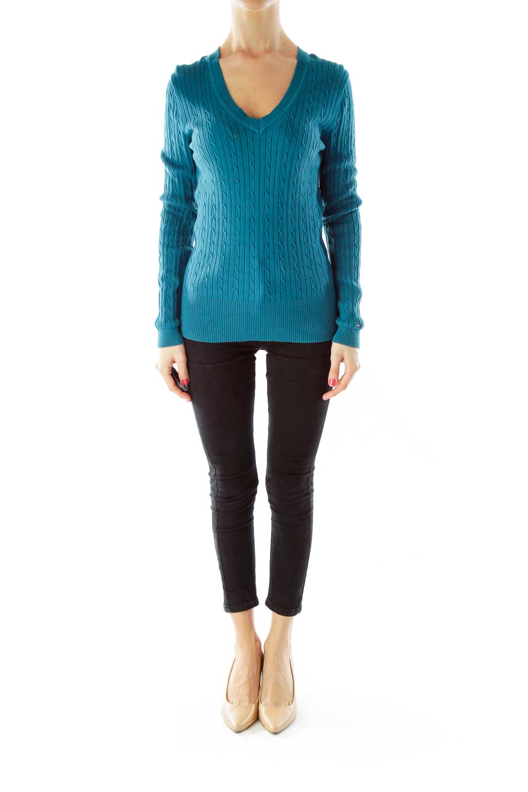 Teal Cable Knit Sweater