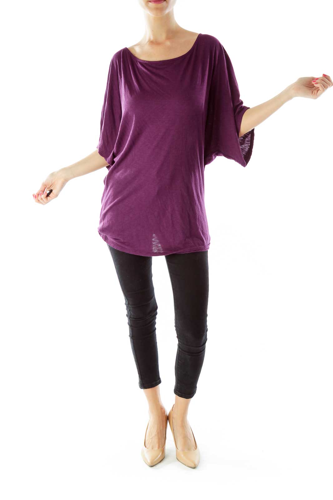 Purple Bat-Sleeve One Size Blouse