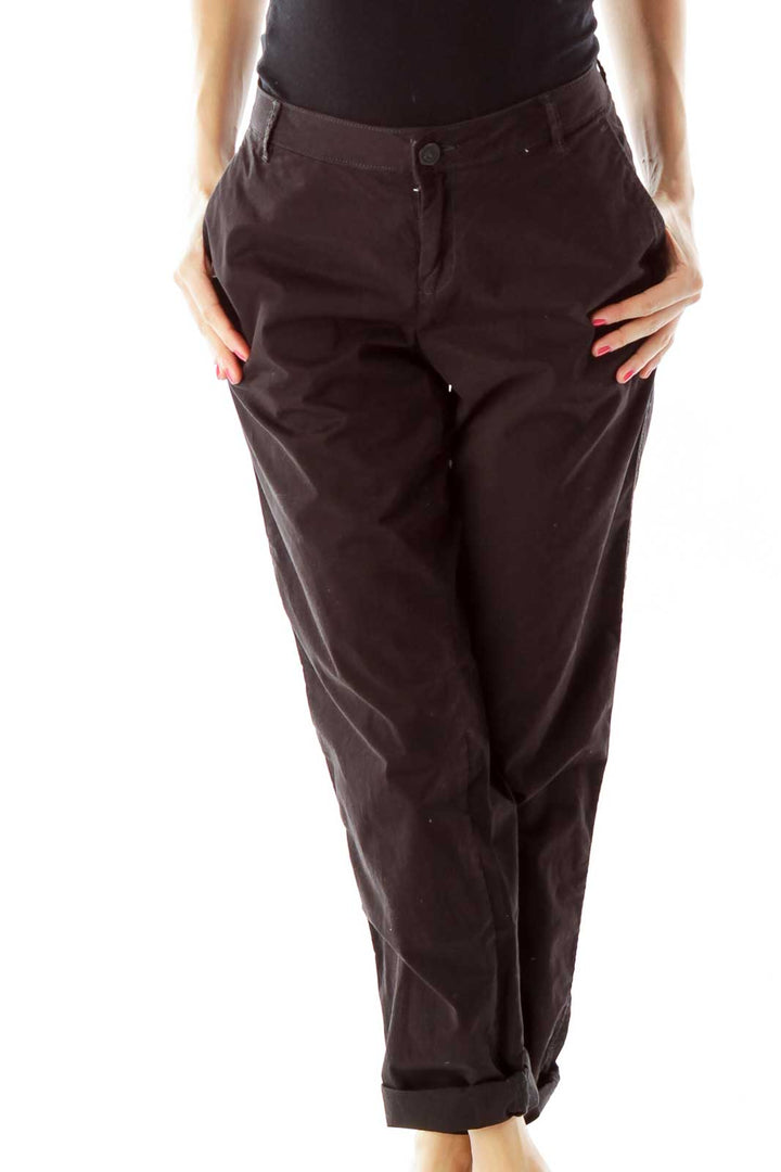 Black Tapered Cotton Pants