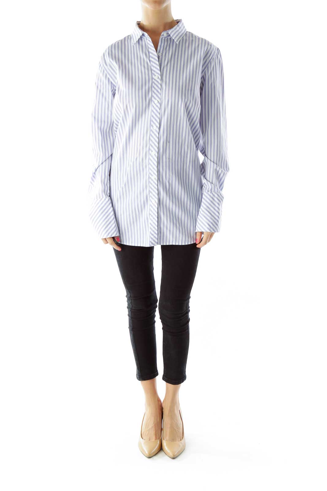 White Blue Pinstripe Shirt