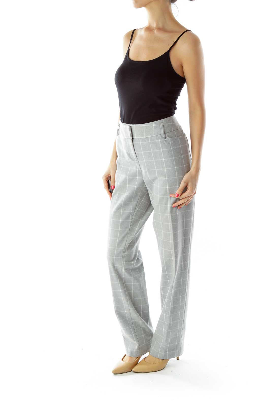 Gray White Checkered Slacks