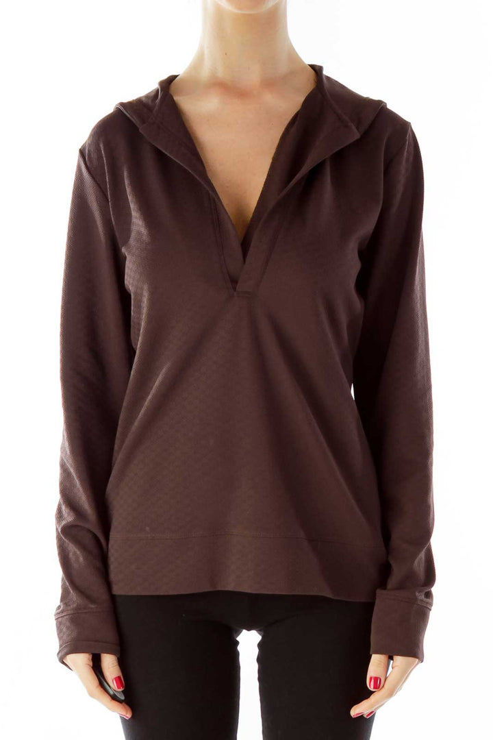 Brown Hooded Sports Top